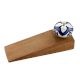 Navy Blue Flower Crackle Ceramic Wooden Door Stopper